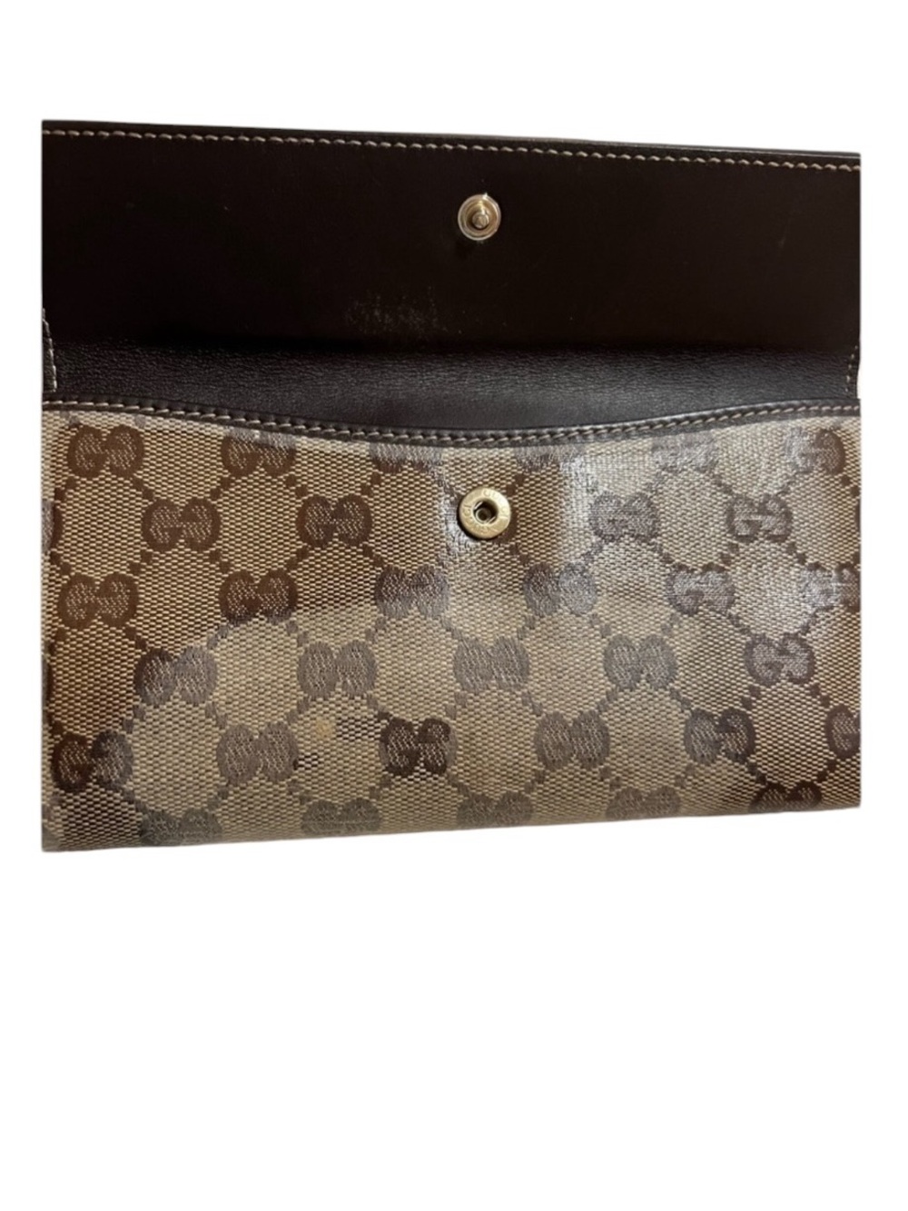 Gucci GG Canvas Heart Logo Wallet Brown Beige Vintage Italy - Picture 5 of 17